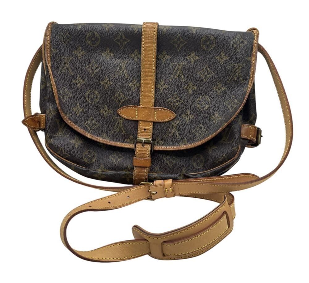 Louis Vuitton Monogram Saumur Shoulder Bag LV Crossbody Brown